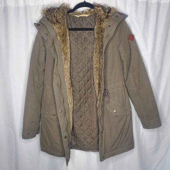 Hollister Olive Green Heritage Parka With Faux Fur Trim Size XS - Picture 3 of 10